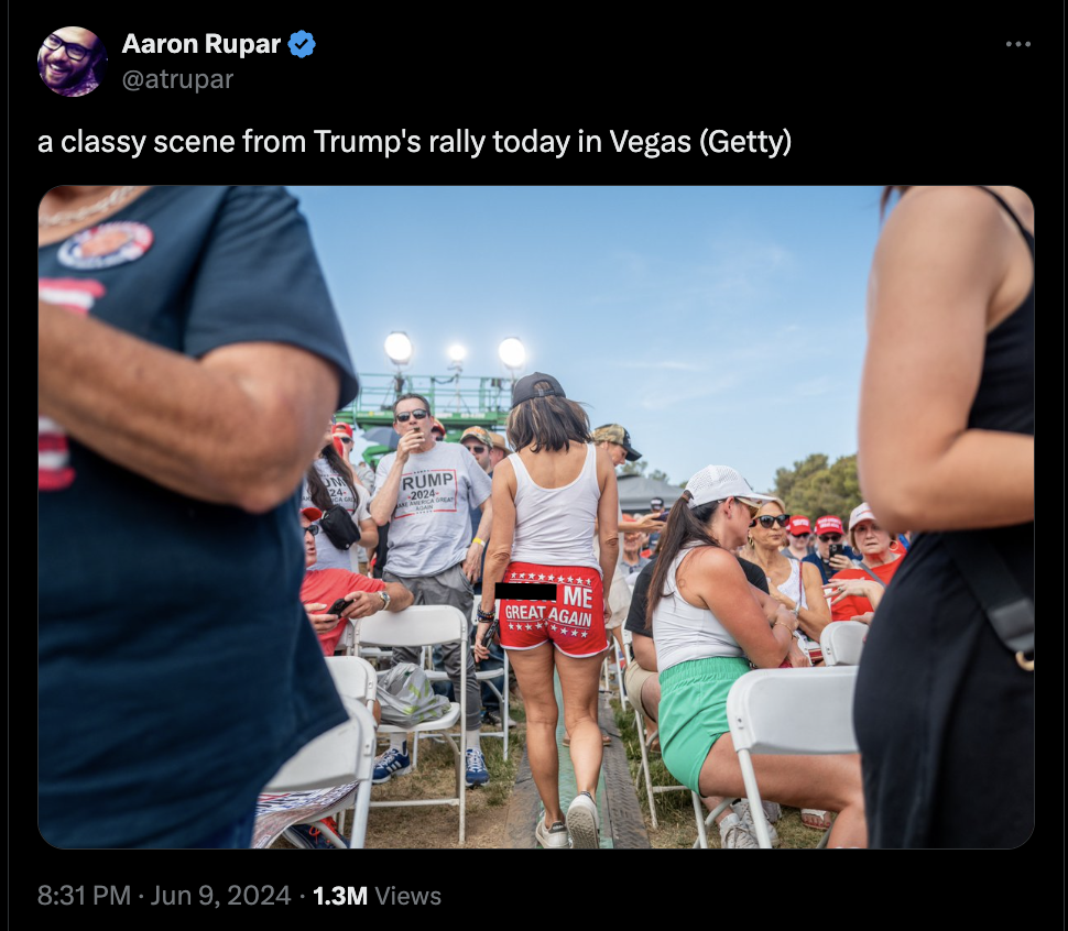 Donald Trump - Aaron Rupar a classy scene from Trump's rally today in Vegas Getty Rump 1.3M Views Me Great Again